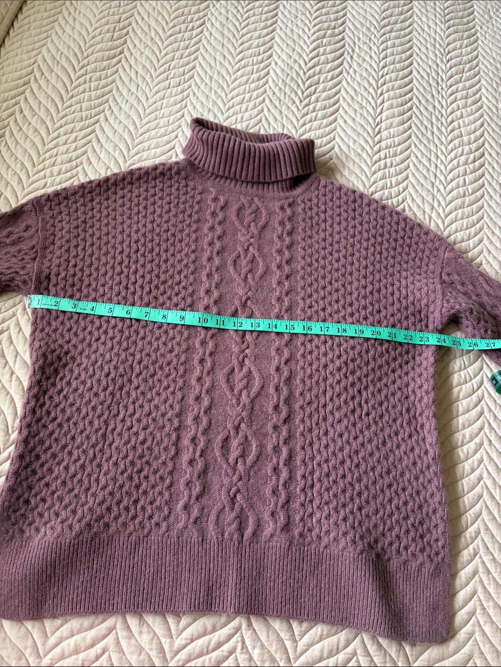 Nordstrom Signature 100% Cashmere Cable Knit Turtleneck Sweater Women’s Medium - Picture 8 of 9